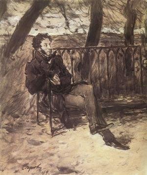 Valentin Aleksandrovich Serov - Alexander Pushkin (1865-1911) in a Park, 1899